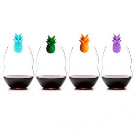 Etiquetas para bebidas - Marcadores de taza de silicona de piña de colores - 6 piezas