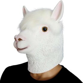 Lama-Maske - Alpaka weiße Gesichts-/Kopfmaske aus Silikon für Kinder und Erwachsene