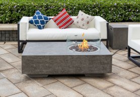 Mesa de fuego - Chimenea de gas propano/butano de hormigón para exterior de lujo - 142x80cm MATADOR gris