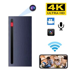 Kamera mata-mata Powerbank Wifi / P2P dengan baterai 4K + 10000 mAh + penglihatan malam dengan 6x LED IR