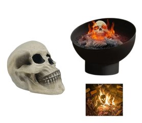 Totenkopf aus Keramik für Gaskamin - Dekorative Füllung Feuer hitzebeständig