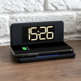 Светодиодный будильник с беспроводным зарядным устройством Qi 10 Вт и ночником