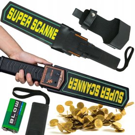 Handheld metal detector wand on 9V battery - (sound/vibration/LED signaling)