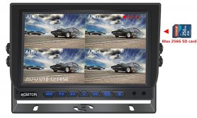 Hybrid 7-tums bildskärm: 4-CH, AHD / CVBS med micro SD-kortinspelning (upp till 256 GB) för 4 kameror