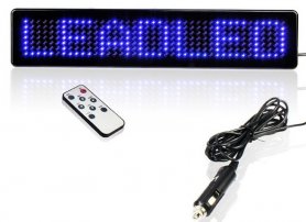 Bil LED display blå med fjernbetjening 23 x 5 x 1 cm, 12V