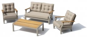 金属花园座椅 - 适合 4 人的现代座椅套装 + 咖啡桌