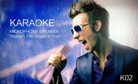 Mikrofon karaoke pesta 5W dengan Bluetooth dan kartu memori