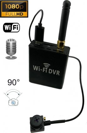 Kamera tombol FULL HD dengan sudut 90° + audio - modul Wifi DVR untuk tayangan langsung