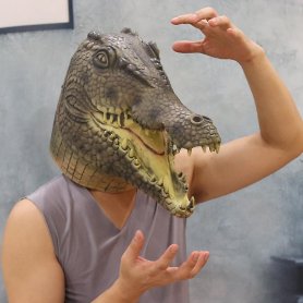 Krokodilmaske - Alligator (Croc) Gesichts- und Kopfmaske aus Silikon für Kinder und Erwachsene