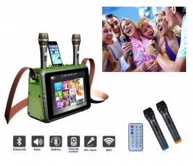 Karaoke machine party set - 30W speaker + 14" touch screen + 2 bluetooth microphones