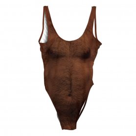 Длакави женски купаћи костим са мушким принтом - таман