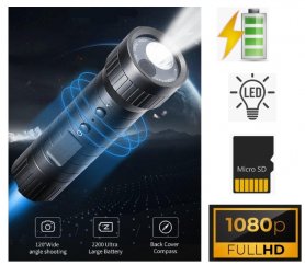 Kamera v baterce LED s FULL HD 120 ° úhel pohledu + kompas + sada držáků