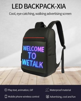 Inteligentny plecak LED programowalna animacja lub tekst z wyświetlaczem LED 24x24cm (sterowanie za pomocą smartfona)