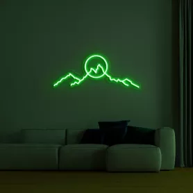 Duvarda 3D ışıklı neon tabela - DAĞLAR 75 cm