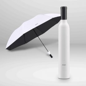 Parapluie pliant - parapluie portable + pliable en blanc en forme de bouteille de vin