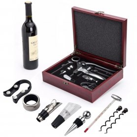 Luxurious wooden gift box with wine set