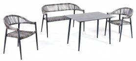 Minimalistyczne siedziska rattanowe - zestaw ogrodowy do siedzenia dla 4 osób + stół