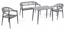 Minimalistiske siddepladser i rattan - havesæt til siddepladser til 4 personer + bord