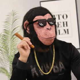 Schimpansenmaske - Schimpansen-Gesichts- (Kopf-) Maske aus Silikon für Kinder und Erwachsene