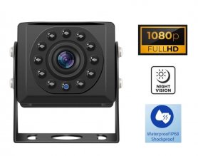 FULL HD Mini peruutuskamera, jossa yönäkö 15 m - 11 IR LED ja IP68-suojaus
