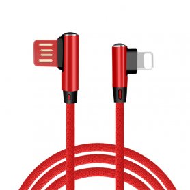 „Apple Lightning“ kabelis, skirtas visų „iPhone“ modelių įkrovimui mobiliuoju telefonu, su 90 ° jungtimi ir 1 m ilgio jungtimi