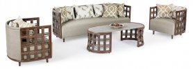 Garden rattan seating - Modern furniture set para sa 5 tao + coffee table