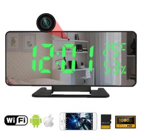 Digitálny LED budík + meteo stanica so skrytou kamerou + FULL HD s Wifi P2P