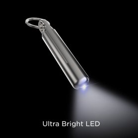 Mini LED žibintuvėlis kaip raktų pakabukas iš nerūdijančio plieno