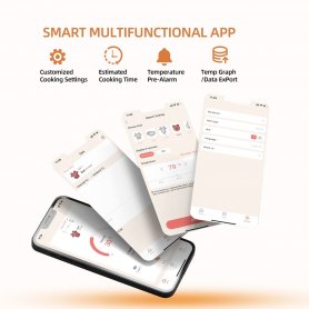 Termometer daging - termometer pemanggang daging bluetooth nirkabel (aplikasi iOS/Android) hingga 30m