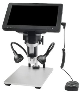 Mikroskop 1200x zoom priblíženie digitálny s nastaviteľnými LED svetlami + stojanom + 7"displej