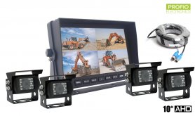 Parkoló kamerakészlet LCD HD autómonitor 10 "+ 4x HD kamera 18 IR LED-del