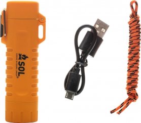 Brichetă de exterior - Brichetă electrică de urgență USB fără combustibil + lumină LED + frânghie