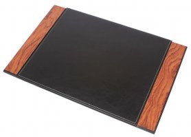 Leather desk blotter - Luxury writting mat (Rosewood + Leather) handmade