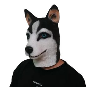Maschera Husky - Maschera viso / testa di cane husky in silicone per bambini e adulti