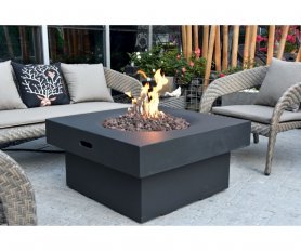 Exteriérové plynové ohniska - dizajnové zahradne ohnisko + stol (čierna farba)