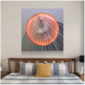 Tableaux 3D art mural en métal (aluminium) - LED RVB 20 couleurs - CYGNE 50x50cm