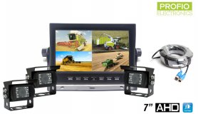 Backup camera with monitor AHD LCD HD car monitor 7"+ 3x HD camera with 18 IR LEDs