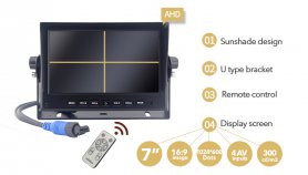 Камера заднего вида с монитором AHD LCD HD Автомобильный монитор 7 дюймов + 3x HD-камера с 18 ИК-светодиодами