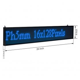 LED displej s běžícím textem wifi - 66 cm x 9,6 cm - modrý