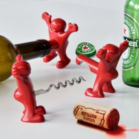 Divertido set para abrir botellas 3 en 1 - sacacorchos de vino + abridor + tapón