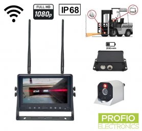 WiFi LASER SET avec caméra pour chariot élévateur - Moniteur AHD 7″ + Caméra sans fil FULL HD 1080P + Batterie 2 600 mAh