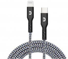 USBC to Lightning SuperCord cable with charging speed up to 20W - black
