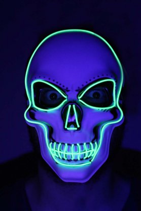 Mască LED SKULL - verde