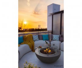 Foyer au gaz de jardin (extérieur) - Table d'extérieur ronde en béton 2 en 1