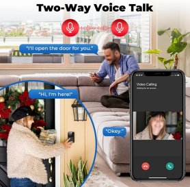 Dyrabjalla þráðlaust Smart WiFi + Bluetooth - Dyrabjölluhringur með myndbandsupptökuvél + tvíhliða samskipti