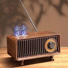 Retro rádio - Dřevěné vintage rádio s Bluetooth + FM/AM rádio / AUX / USB disk / Micro SD