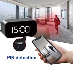Kamera jam alarm 4K - kamera mata-mata jam digital dengan WIFI (iOS / Android) + penglihatan malam