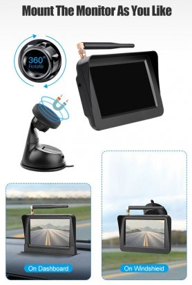 Set kamera tempat letak kenderaan tanpa wayar: monitor 5 "+ kamera belakang mini (IP68)