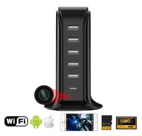 Nabíjacia stanica USB s kamerou Wifi s P2P (Android / iOS) - 6 portov nabíjacích USB