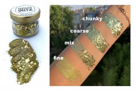 Körperglitter – glitzernde, glänzende Dekorationen für Körper, Haare oder Gesicht – Glitzerstaub 10 g Gold